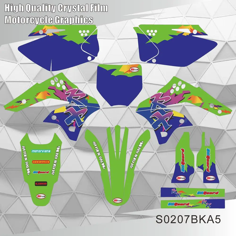 Фото Для Kawasaki KX250F KXF250 KX 250F KXF 250 2006 2007 2008 полная графика наклейки наклейки мотоцикл фон индивидуальный номер имя №1