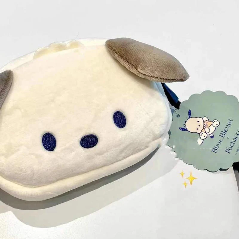 Anime Sanrio Plush Bag Kawaii Pochacco Accessories Cute Beauty Plushies Cosmetic Bag Coin Purse Storage Bag Toys for Girls Gift