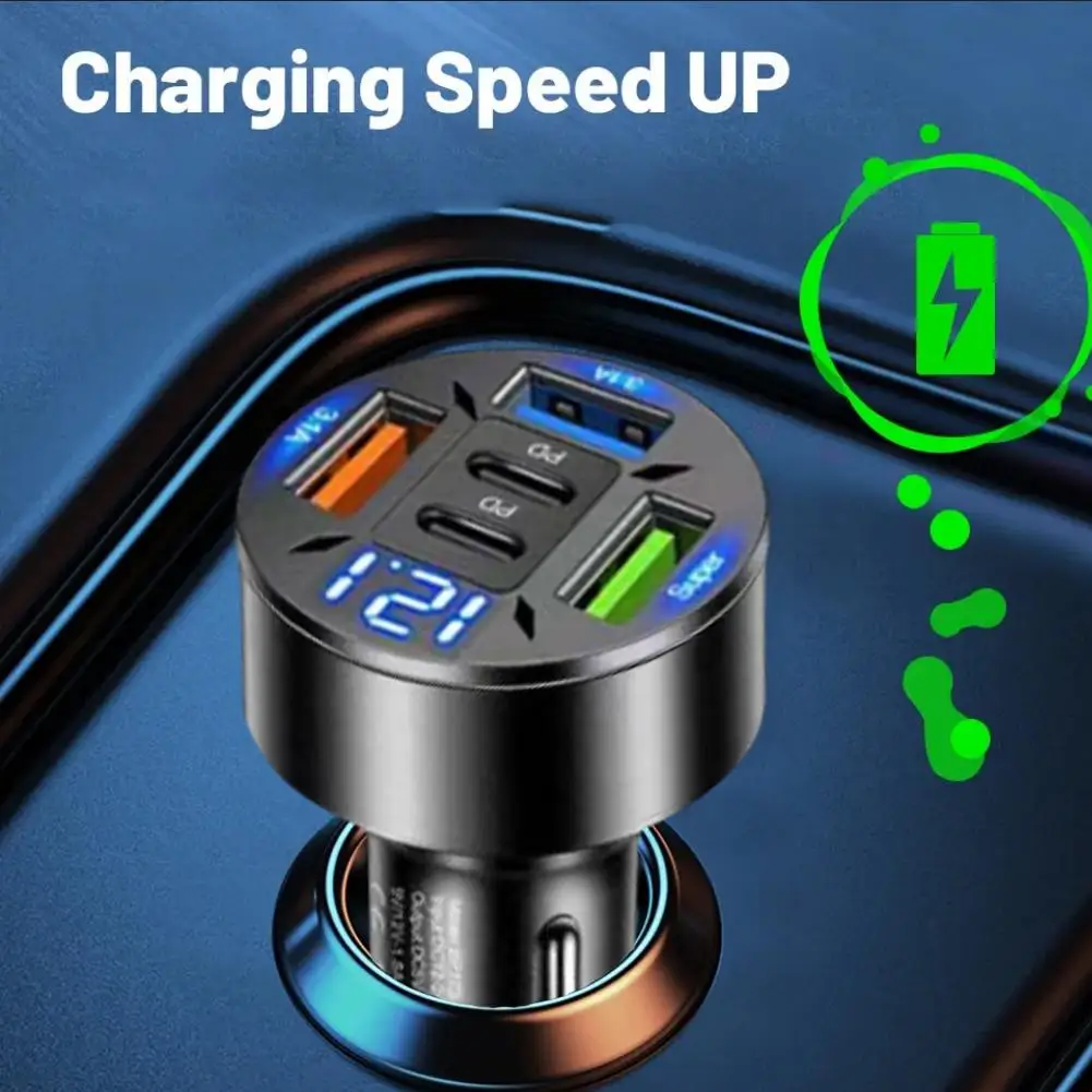 250 Вт автомобильное зарядное устройство QC 3 0 USB Type-c Быстрая зарядка 5 портов A + C