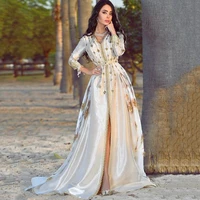 merdelan elegant evening dresses embroidery appliques lace long formal wear full sleeve arabic prom party dress