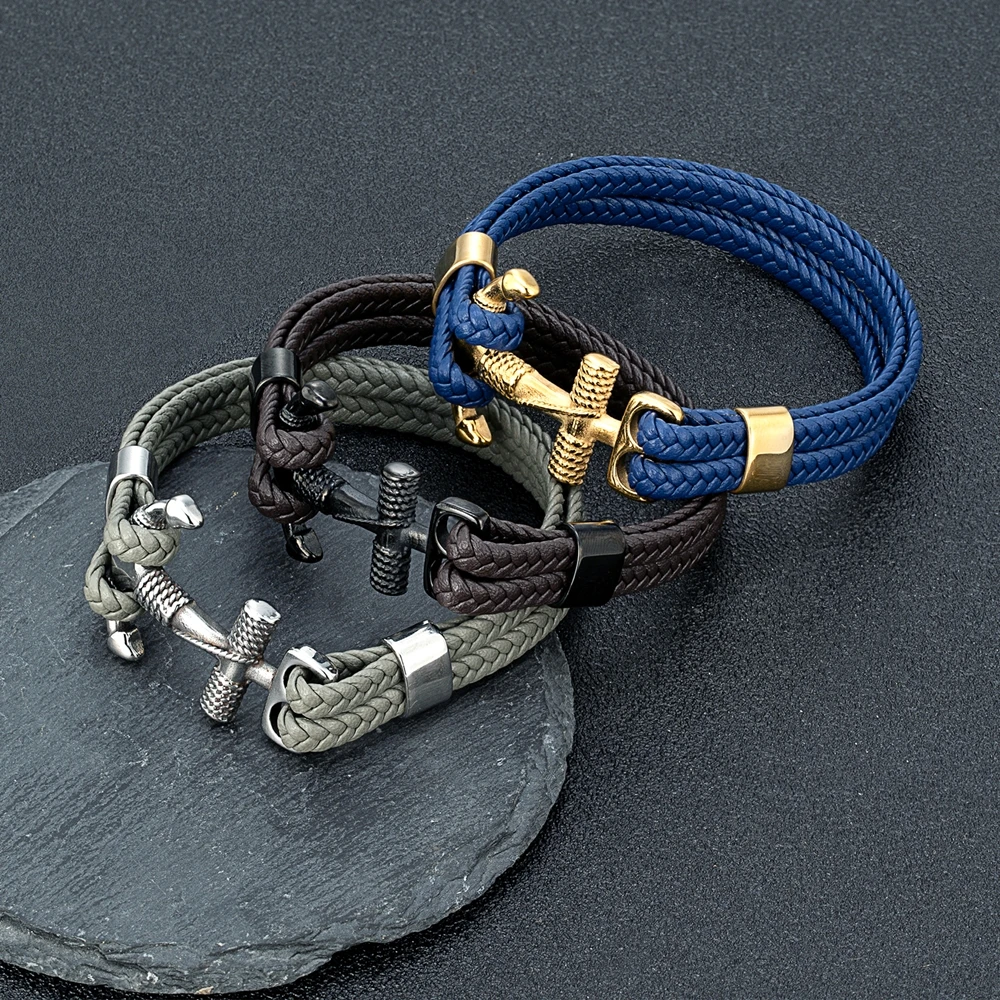 Браслет MKENDN в морском стиле для мужчин и женщин винтажный Плетеный Многослойный