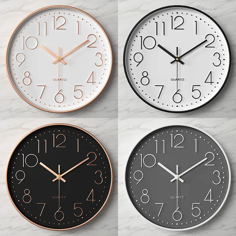 

12 Inch Wall Clocks Silent Sweep Movement Quality Quartz Battery Operated Round Easy to Read Home/Office/School Clocks Home