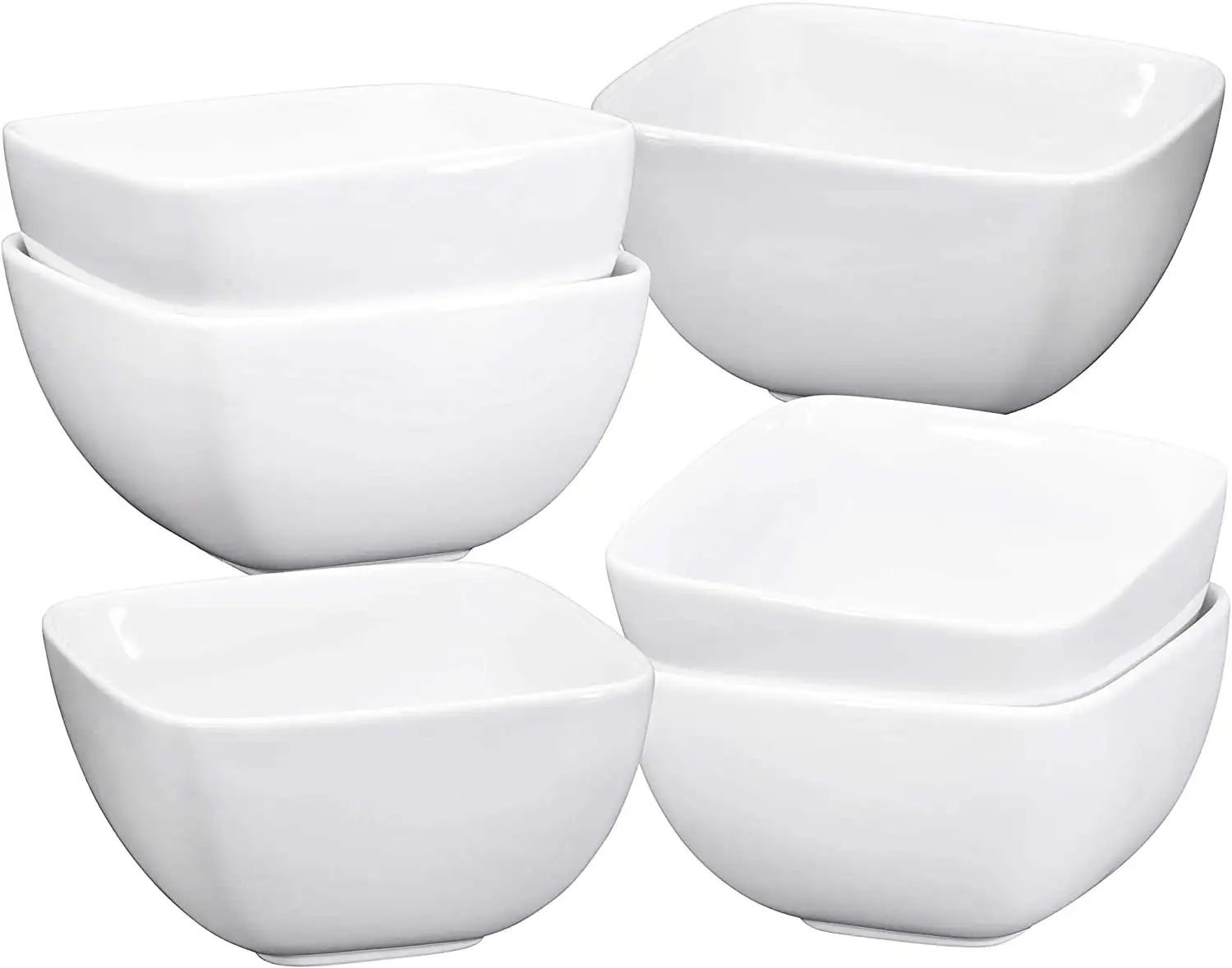 

Large Porcelain Square Bowls - 26 Oz Durable Non-Toxic Ceramic Bowls