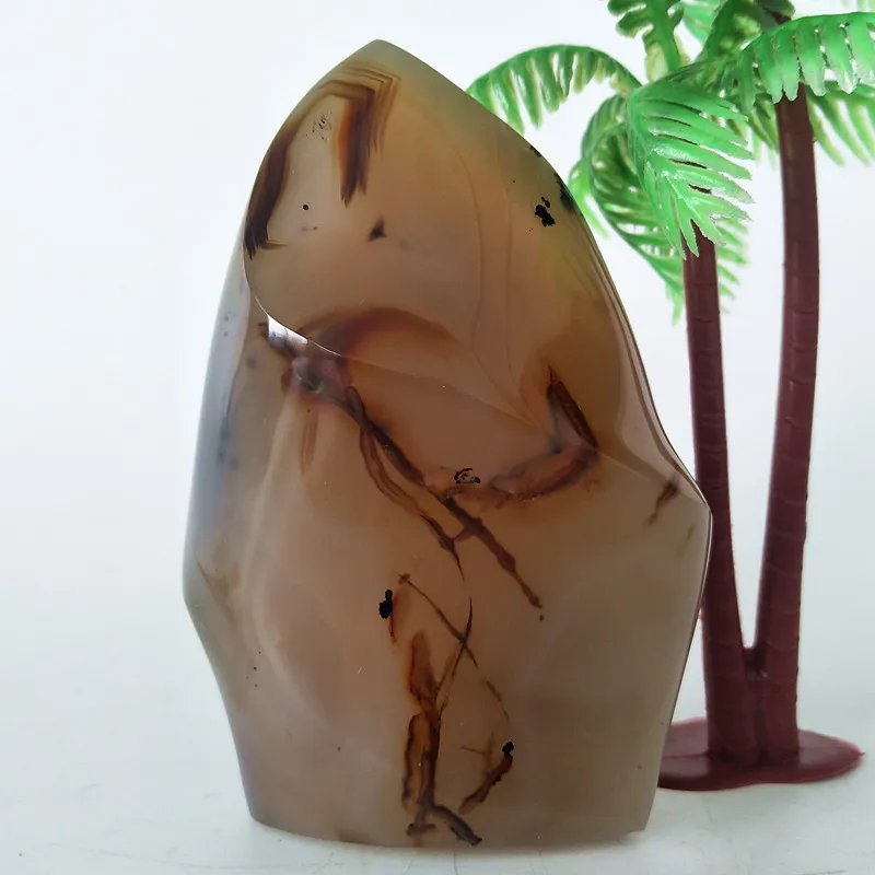 

Natural Crystal Water Grass Agate Stone Torch Home Decoration Feng Shui Pieces