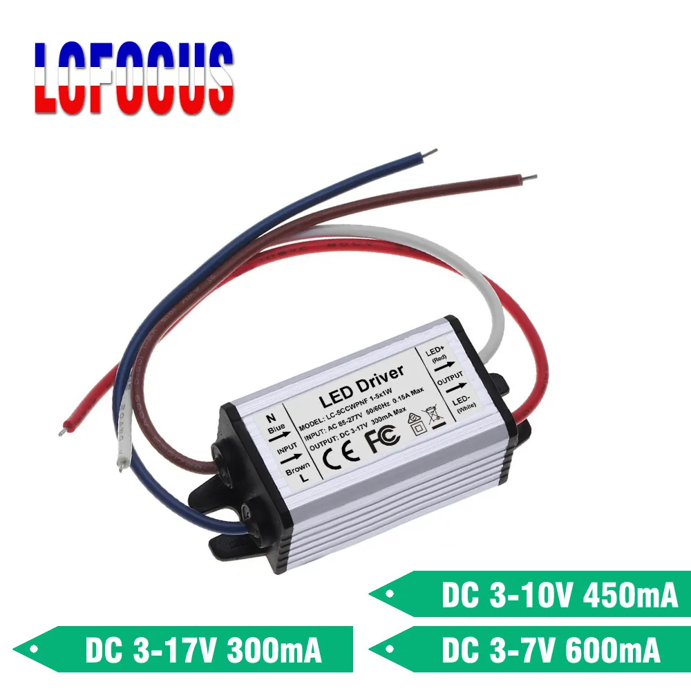 

Flicker Free LED Driver 1W 2W 3W 4W 5W Lighting Transformers 3-17V 3-10V 3-7V 300mA 450mA 600mA Constant Current Power Supply