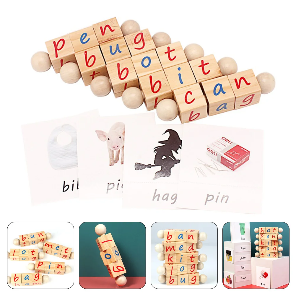 

Обучающие деревянные игрушки Learningmontessori, вращающиеся буквы, блоки алфавита, детские головоломки