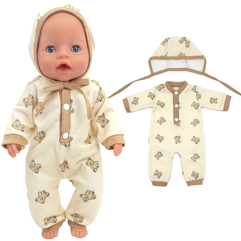 

Baby Doll Clothes 43cm Brown Bear Romper for 18" AG Girl Dolls Outfits