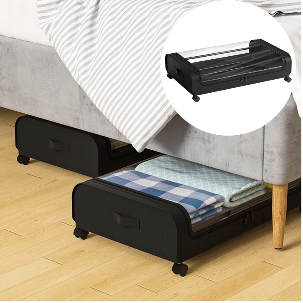 

Under Bed Storage Bedroom Storage Organizer with Lockable Wheels Clothes Storage Box for Toys/Blankets/Comforter/Bedding