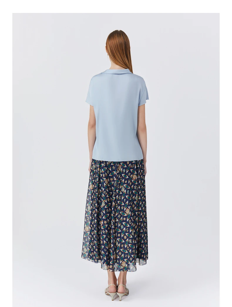 Блузка женская шифоновая с коротким рукавом Офисная модная атласная рубашка из