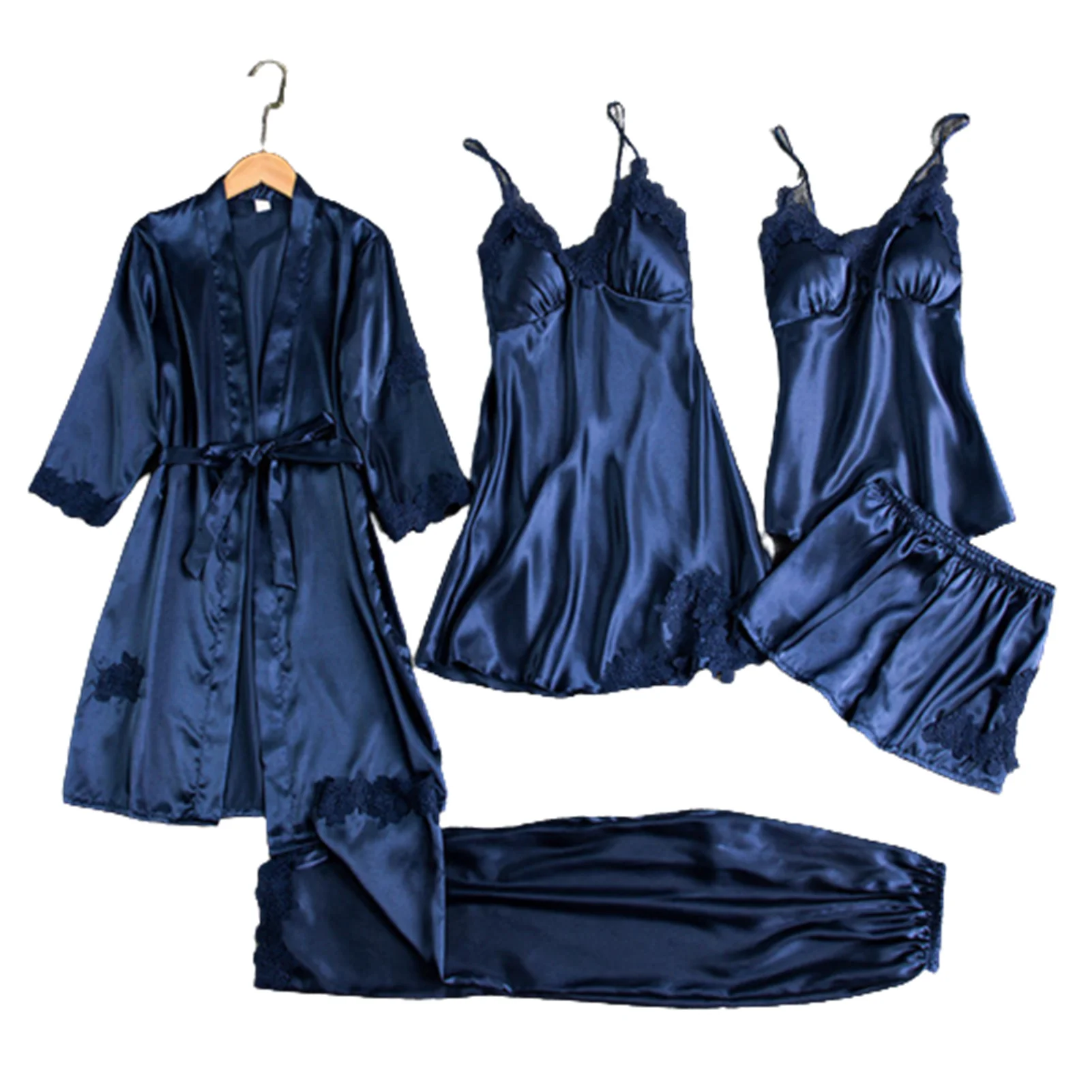 2022 Female Pajamas Set 5pcs Sleepwear Sexy Lace Comfortable Sleepwear Loungewear For Women Lady Female Pajamas Set Comfortable