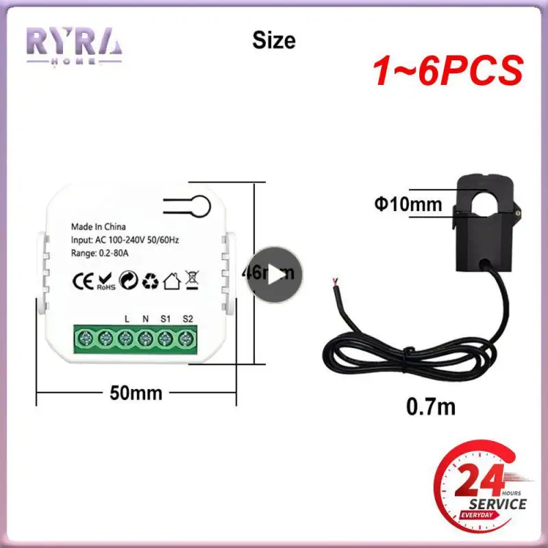

1~6PCS Tuya Smart Life WiFi Digital Energy Meter 80A with Current Transformer Sensor Clamp Power Consumption Monitor 110V 240V
