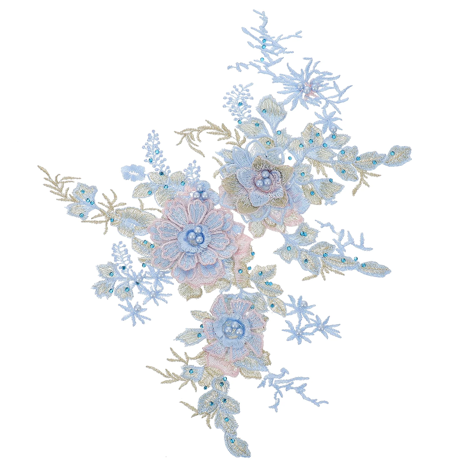 

2 Pcs Wedding Appliques Clothing Flower Bridal Lace Decorative Flowers Patches 3d Fabric Beaded Floral Stickers Embroidery