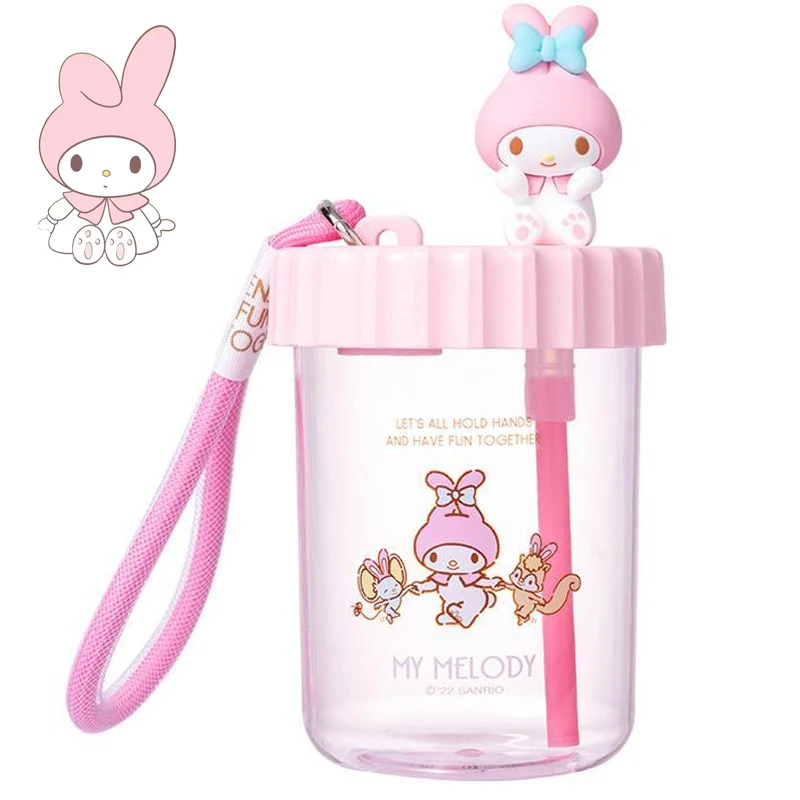 

Sanrio Kawaii Pochacco Water Cup Hello Kitty My Melody Cinnamoroll Student Cartoon 520ML Straw Plastic Cup Office Coffee Cup