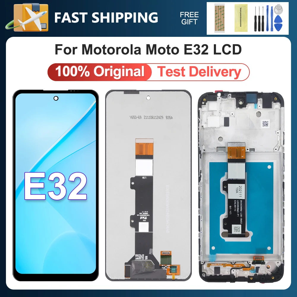 

6,5 "Оригинальный ЖК-дисплей для Motorola Moto E32, ЖК-дисплей, сенсорный экран, дигитайзер в сборе, запасные части для Moto E32, ЖК-дисплей