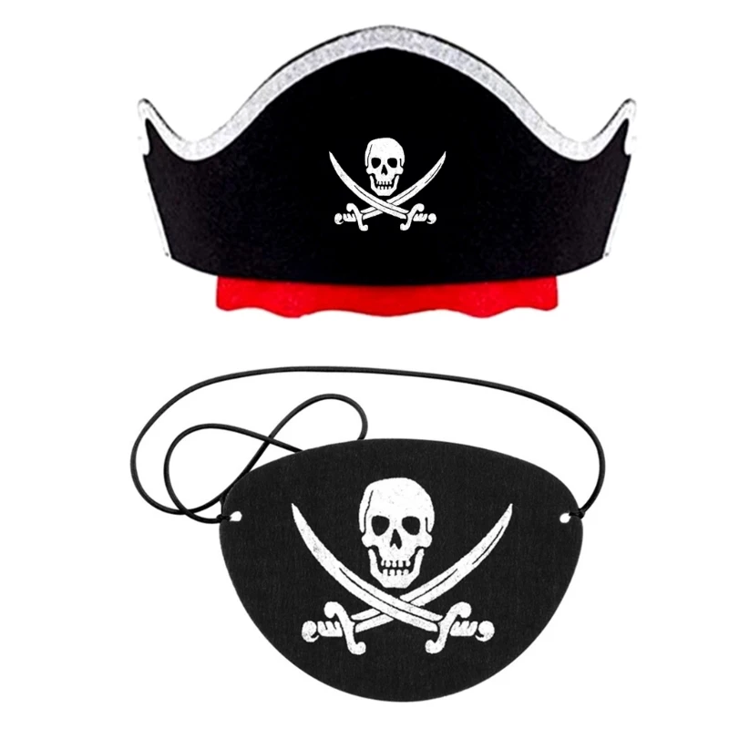 

Halloween Cosplay Pirate Costume Felt Headband Pirate Eye Patches Adult Party Headwear Festival Headgear Party Favor 264E