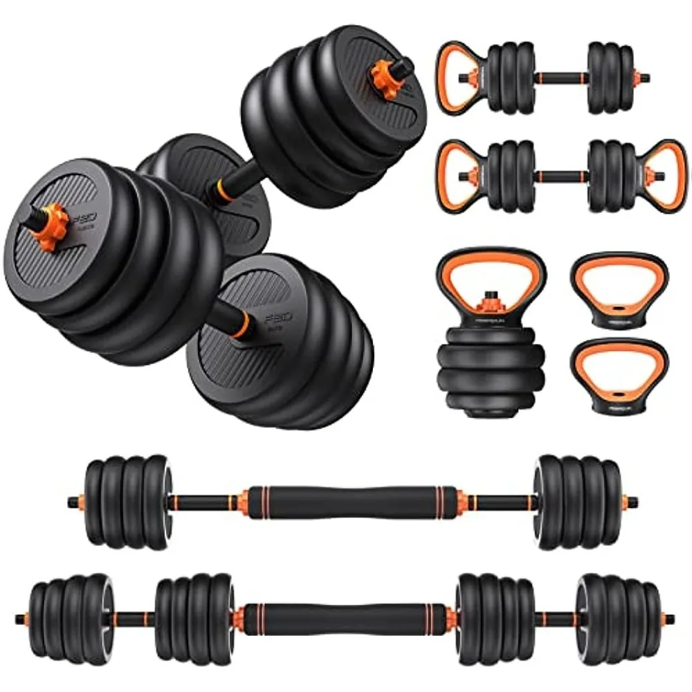 

Adjustable Dumbbells,70lbs Free Weight Set with Connector,4 in1 Dumbbells Set Used as Barbell,Kettlebells,Push up Stand, fitness