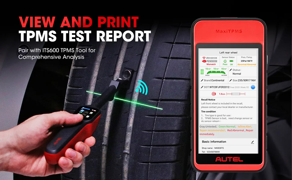 Autel MaxiTPMS TBE200E 2 в 1 лазерный измеритель износа шин глубины протектора тормозной