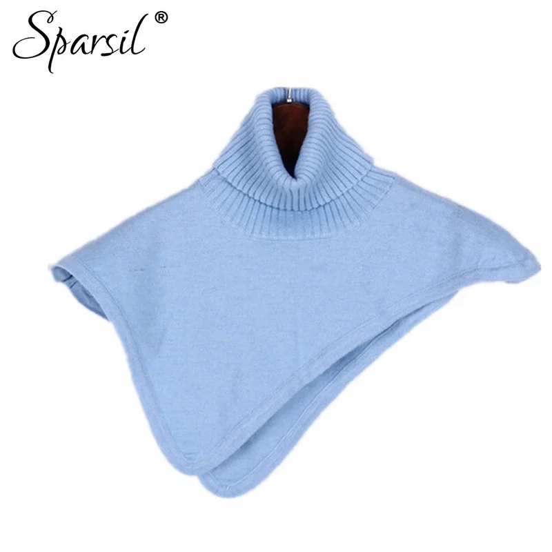 Женская зимняя водолазка Sparsil кашемировый пуловер вязаная накидка шарфы-кольца