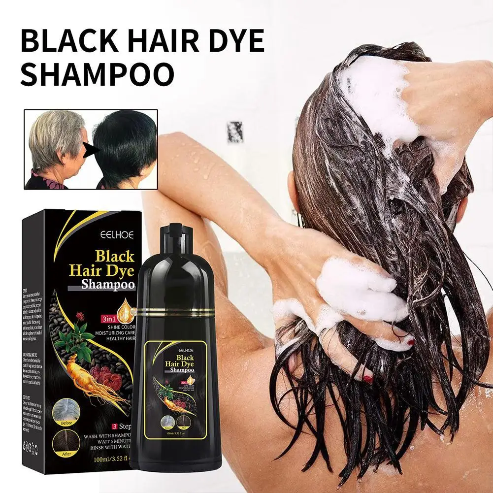 Shampoo For Gary Hair Dark Brown Black For Women & Men 3 In 1-100% Grey Coverage Herbal