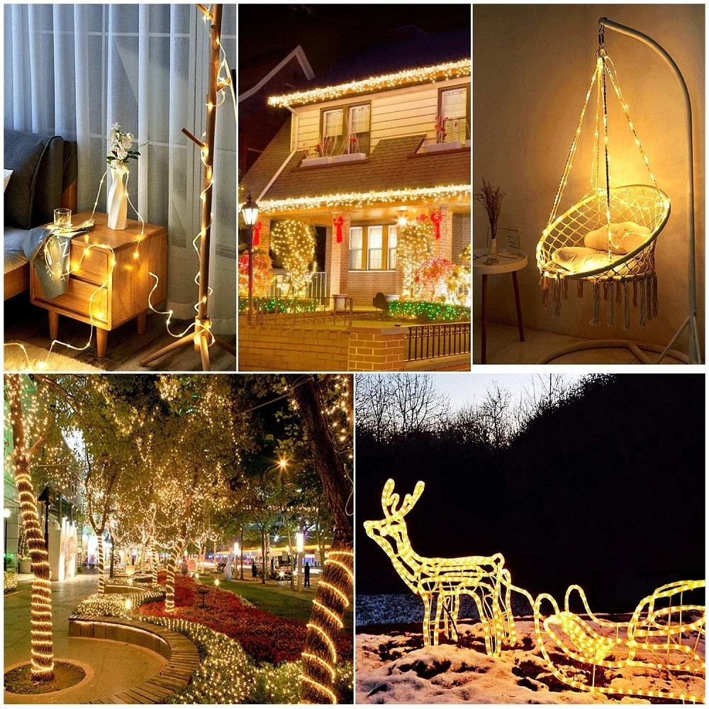 Водонепроницаемая уличная гирлянда 5/10/20 м 8 режимов управления