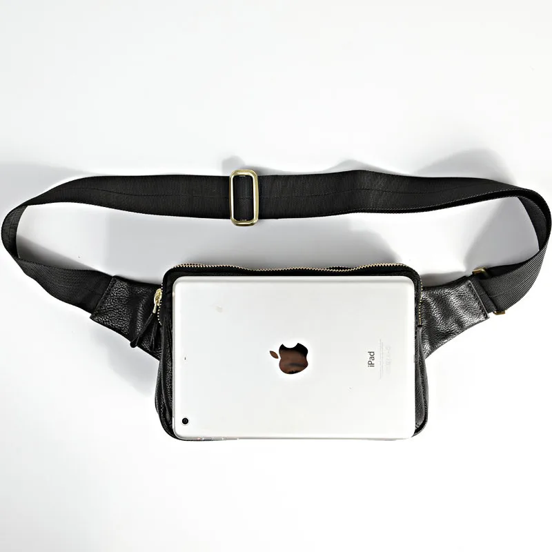 Simple casual first layer cowhide men's black small chest bag luxury genuine leather multi-functional shoulder crossbody bag