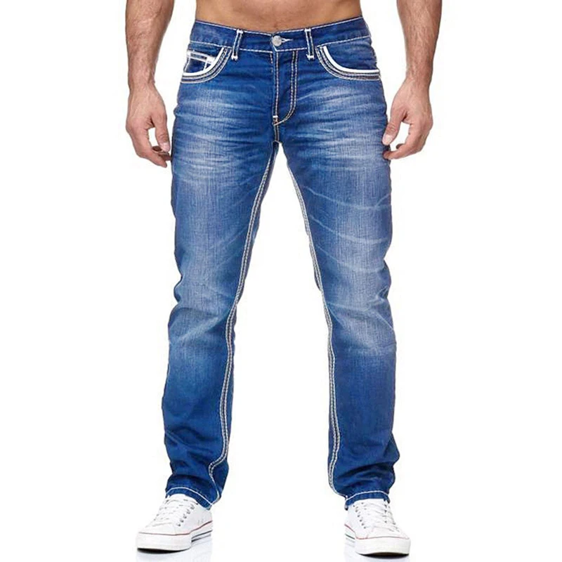 Men's Jeans Men's Casual Jeans Casual Straight Pants Four Seasons Blue Classic Cargo Pants New Men Trousers Formal Business Men