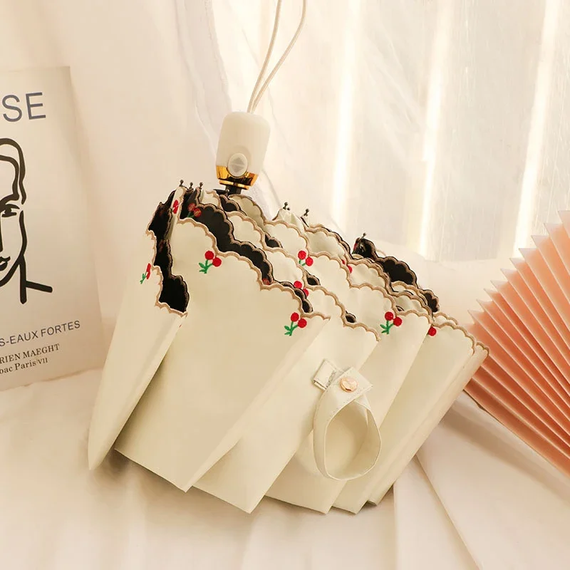 Вышивка женский роскошный складной автоматический художественный Зонт открытый