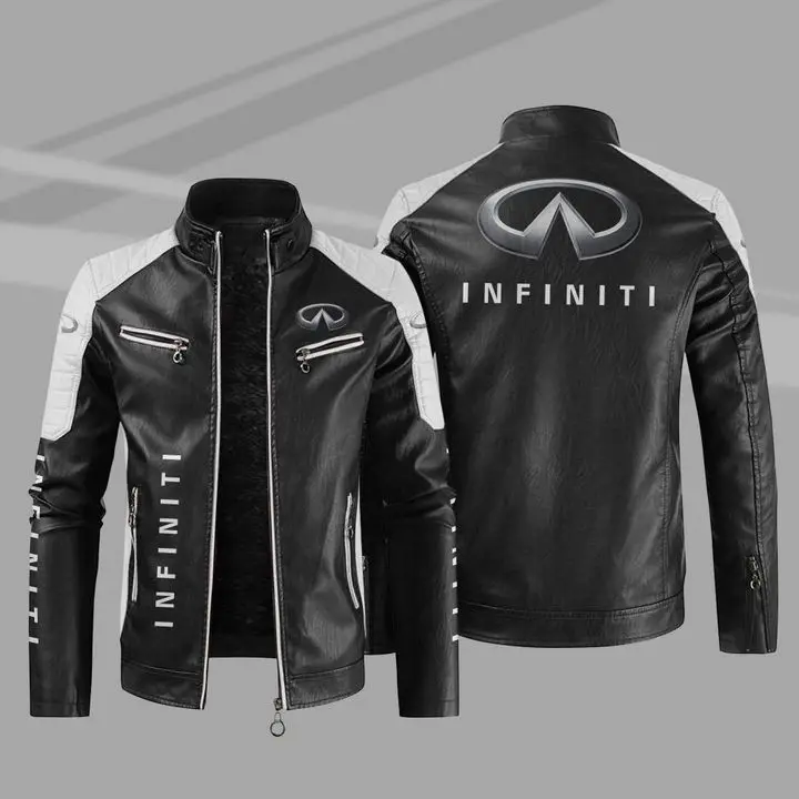 

Новинка 2023, зимняя мужская куртка Infiniti с логотипом автомобиля, модная мотоциклетная куртка на молнии, верхняя одежда, утепленная кожаная мужская куртка