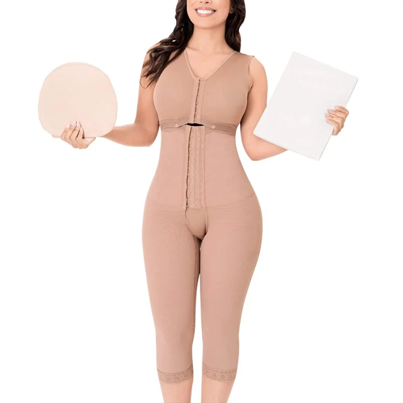 "Women Shapewear Weight Loss Postpartum Post Liposuction Bodysuit Adjustable Hook-Eye Open Crotch Body Shaper "