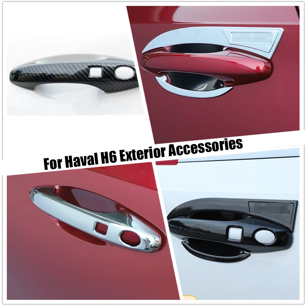 

Chrome/Carbon Accessories Car Side Door Window Handle Bowl Decor Sticker Cover For Haval H6 3th 2021 2022