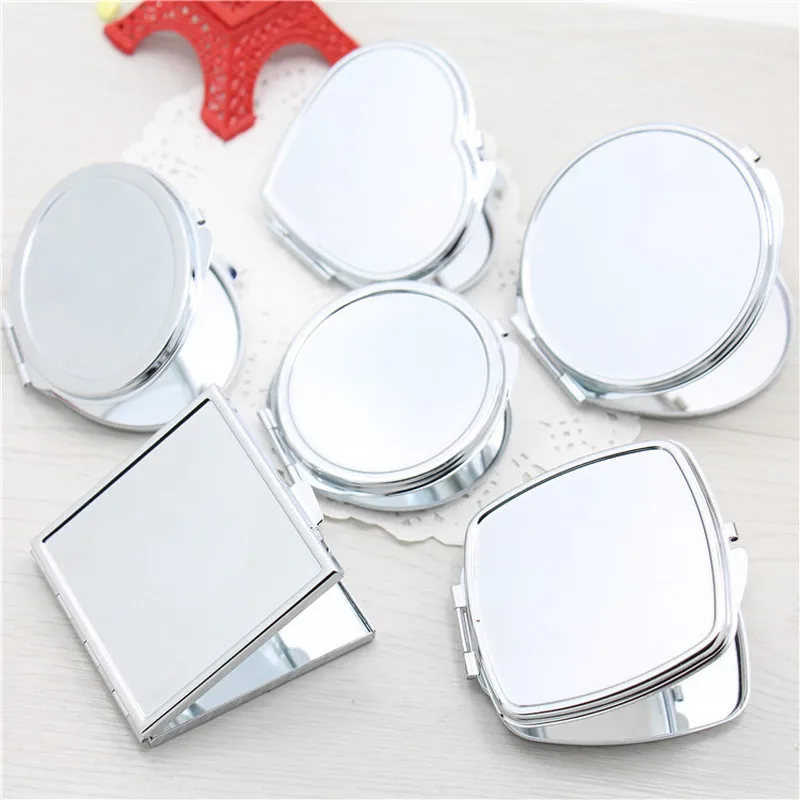 

FEN75 Portable Stainless Steel Makeup Mirror Hand Pocket Folded-Side Cosmetic Make Up Double Mirror Small Various Shapes