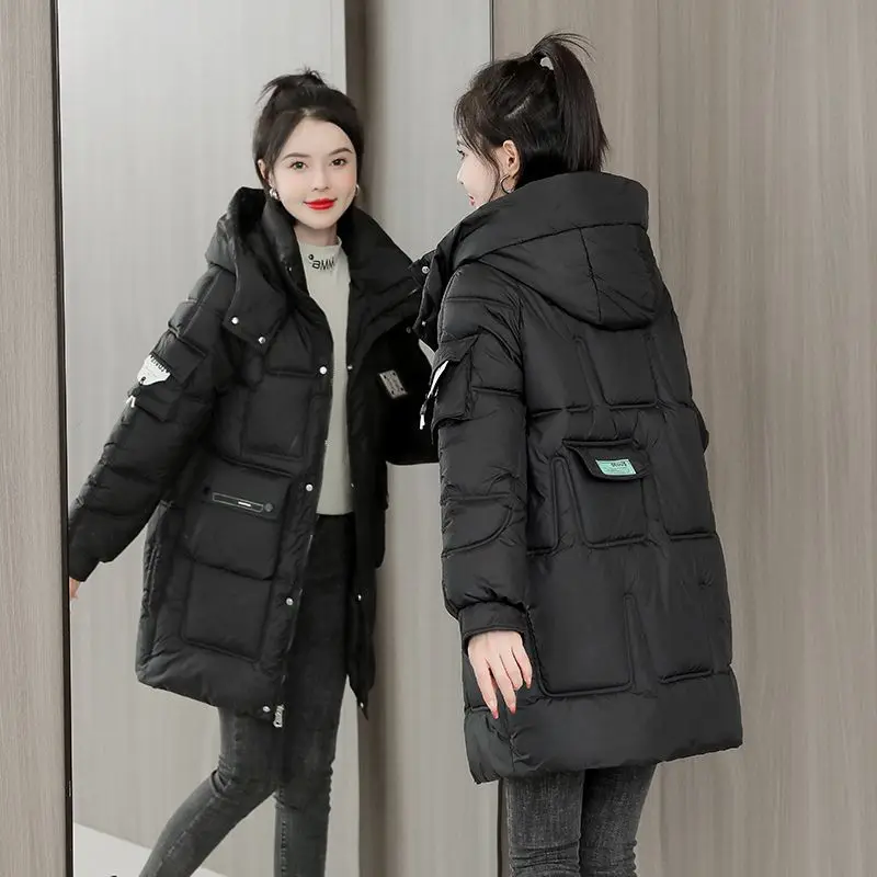 

Bread jacket down cotton jackets women's long Korean version of loose winter warm coat thick cotton-padded coats 2022 new