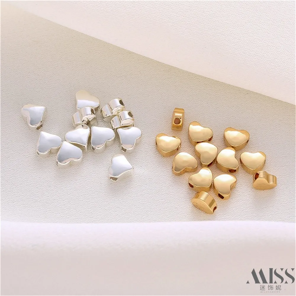 14 к Золотая сумка Цвет Серебряный горизонтальный отверстие наконечник любовь