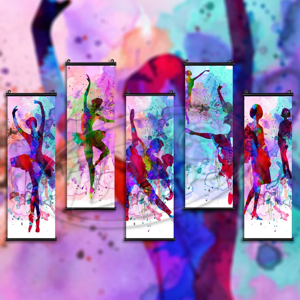 

Wall Art Ballet Picture Print Graceful Dancing Hanging Scrolls Colorful Canvas Painting Abstract Poster For Bedroom Home Decor