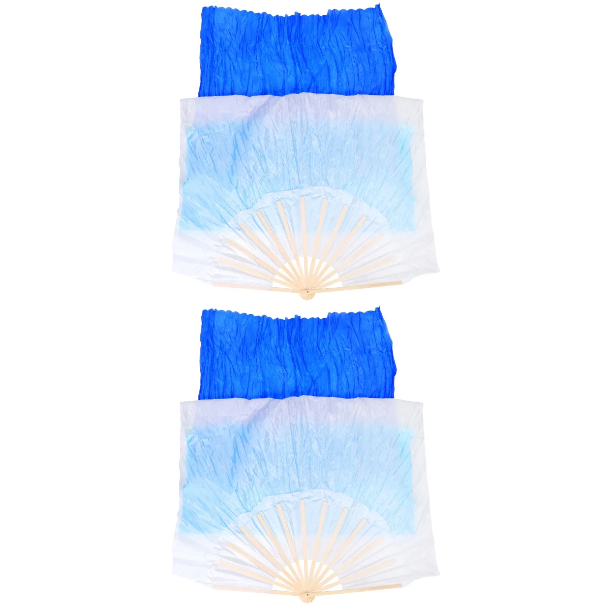 

2pcs 18m Lengthened Fan Veils Silk Bamboo Fans Gradient Color Fan for Women Adults (White Gradual Dark Blue)