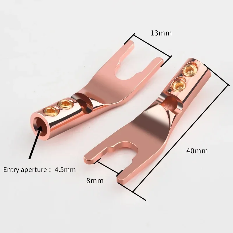 4 шт. U-образный разъем красная медь родиевое покрытие/позолоченный Y-образный Hi-Fi