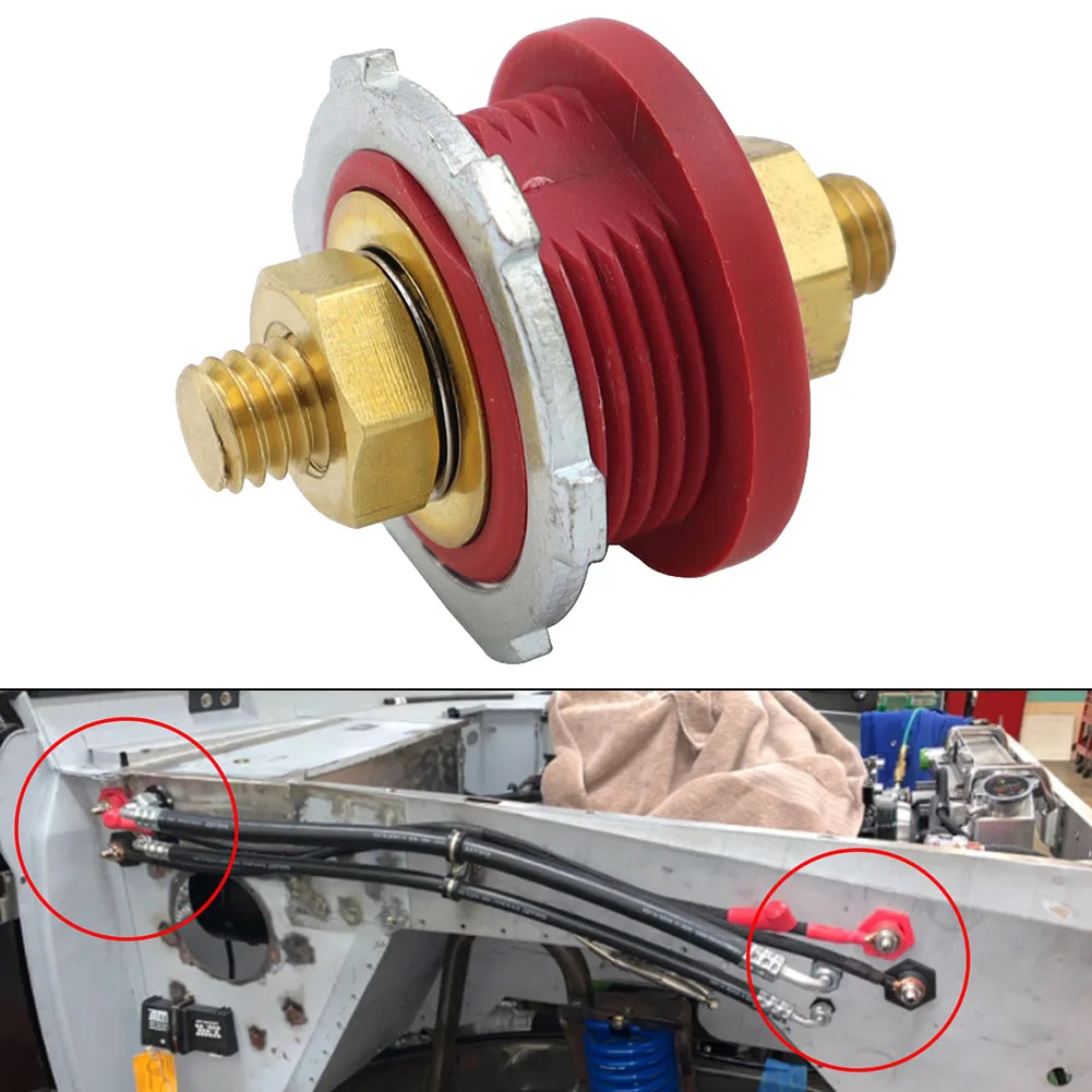 

Boat Battery Terminal Connector Posts Feedthrough Panels Red/Black Rubber Sub Bulkheads Zinc Alloy 250A For RVs