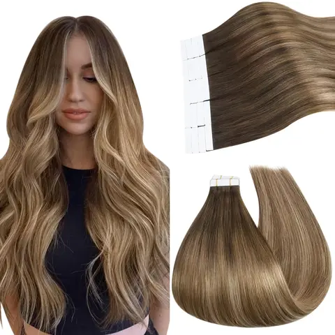 Ugeat пряди для наращивания волос, балаяж, прямые, 12-14 дюймов, 20 шт.