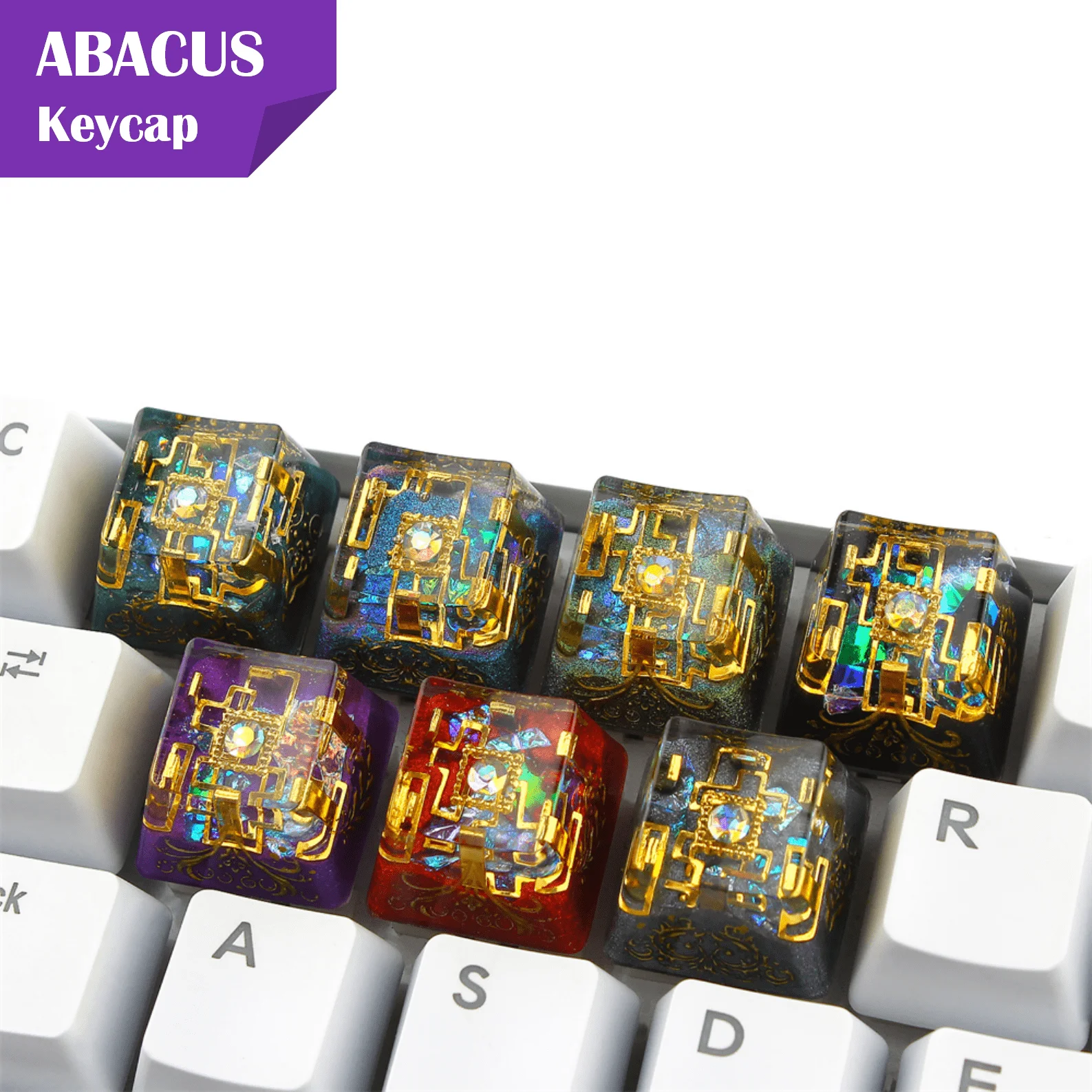 

ABACUS Resin Keycaps OEM R4 Cherry MX Switch Secret Gold Realm Artisan ESC Caps for DIY Custom Mechanical Gaming Keyboards Kit