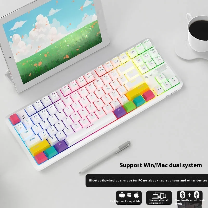 Клавиатура Ajazz K870t Беспроводная Механическая с Rgb-подсветкой и поддержкой Bluetooth