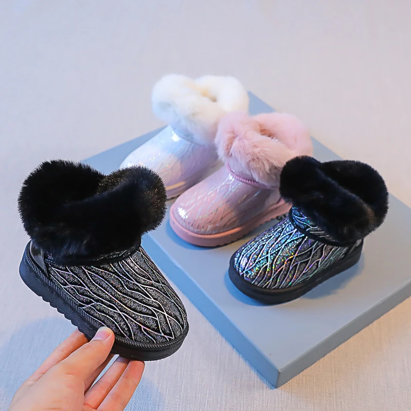 

Зимние ботинки для девочек, модные зимние ботинки, детская обувь, детские резиновые ботинки для маленьких мальчиков и девочек, теплая хлопк...