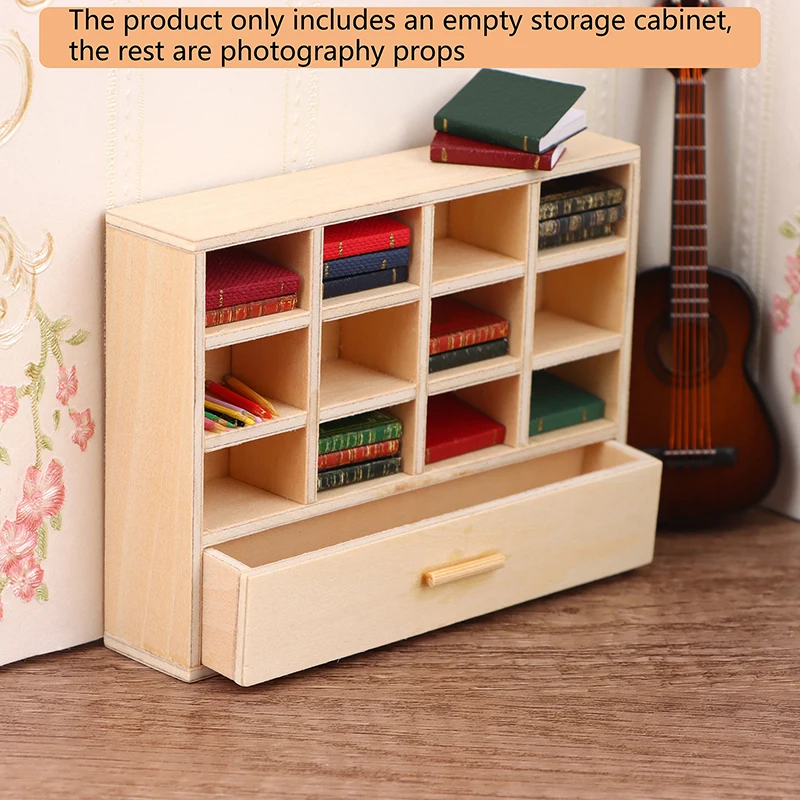 

1:12 Dollhouse Miniature Bookshelf Storage Shelf Drawer Cabinet Locker Furniture Model Decor Toy Doll House Accessories