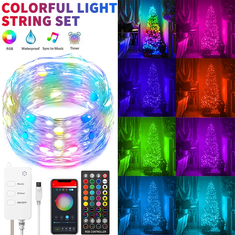 

Christmas Decoration Rgb Fairy String Lights Light String Adjustable Light Modes Wifi And Control Usb Colorful