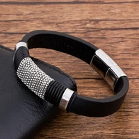 tyo stainless steel magnetic clasp charm jewelry punk black braided leather bracelet for men fashion 21 5cm bangles gifts