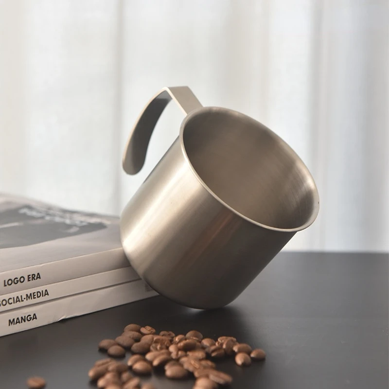 

304 Stainless Steel Mouth Cup Vintage Single Layer Coffee Cup Outdoor Cold Drink with Handle Anti Drop Mug
