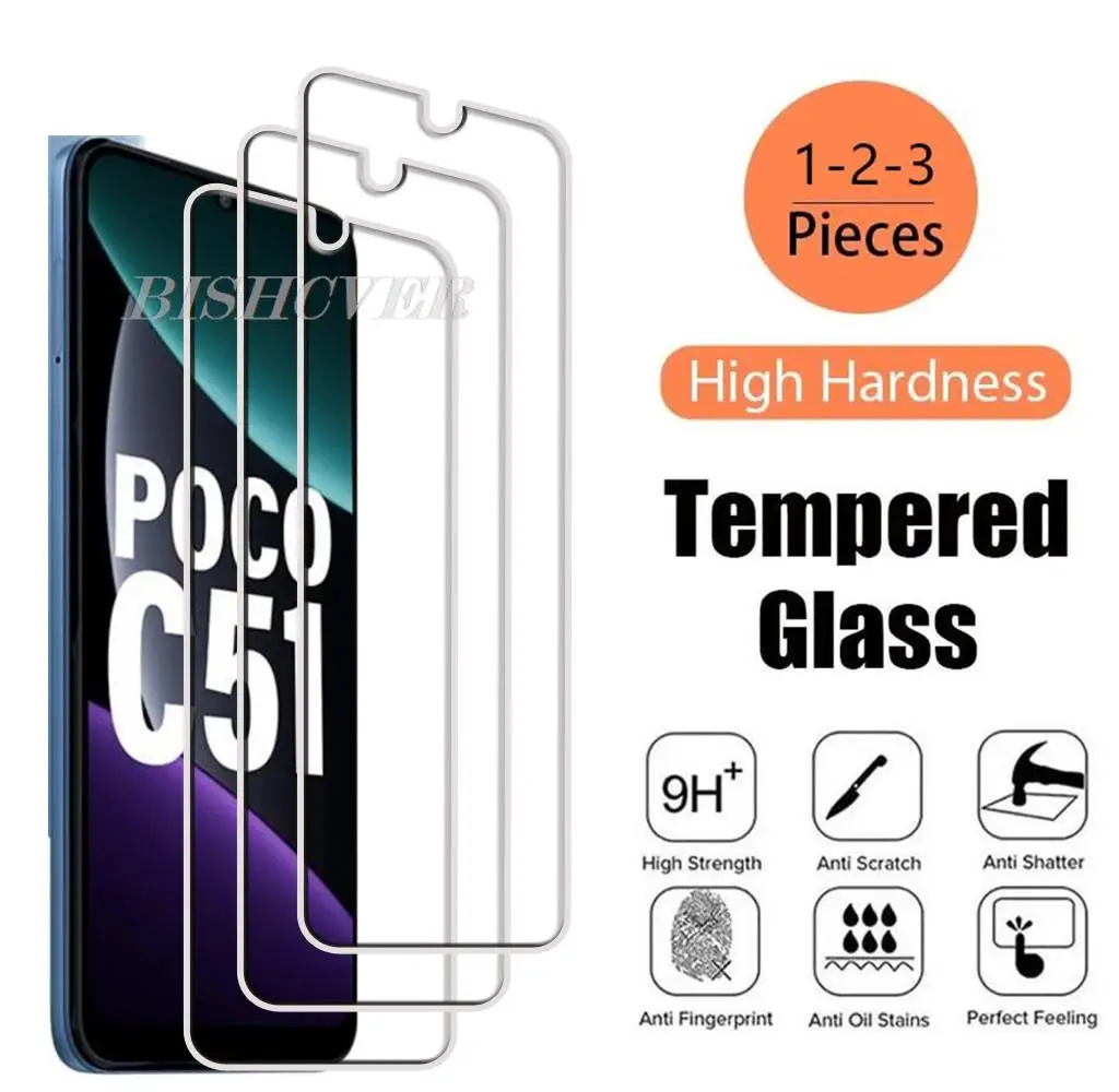 

Закаленное стекло для Xiaomi Poco C51 2023 6,52 "PocoC51 C 51, Защитная пленка для экрана телефона