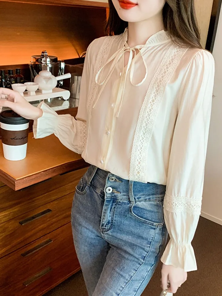 Женские Элегантные блузки рубашки Новое поступление 2023 Осенние винтажные