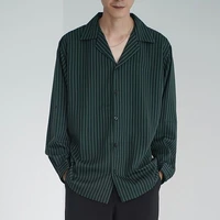 spring and summer new hot sale mens shirt long sleeve solid color striped collar senior vertical tidal current streetwear