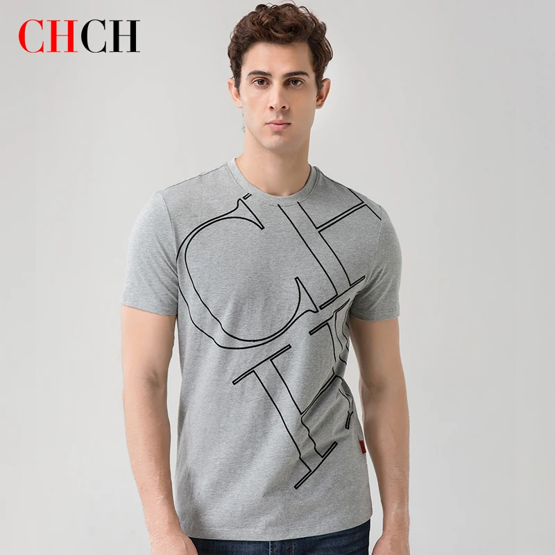 

CHCH Classic Spring Summer Fashion Men's Basic Urban Casual Shirt 2023 Short Sleeve Top Men's T-Shirt