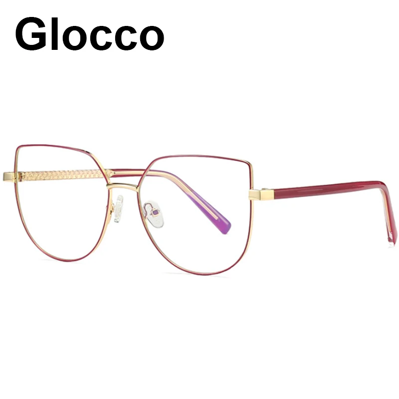 Модные женские очки с искривленными стеклами для чтения с блокировкой синего света из тонкого металлического материала в стиле "кошачий глаз" +1.5 +2 корректирующих диоптрий, защита от УФ-излучения до 400.